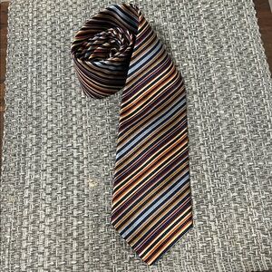 XMI PLATINUM Elegant Striped Men's Tie in Blue and Gold